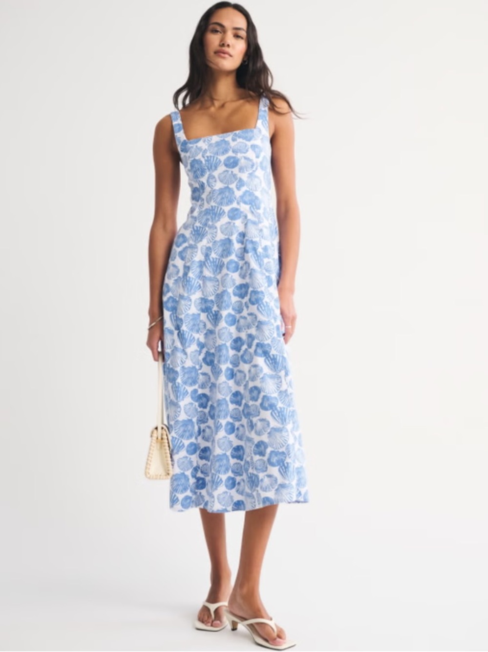 Abercrombie & Fitch Mila Midi Dress Blue Shells Size XS NWT